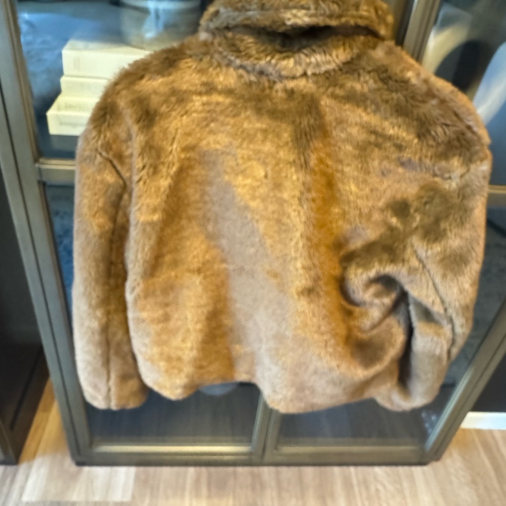 Free People Mena faux fur/ teddy jacket in brown size small